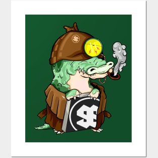 Cool alligator character smoking a cigar illustration Posters and Art